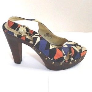 Xhilaration Studded Platform Heels Geometric Open Toe Ankle Strap Sandals 8.5